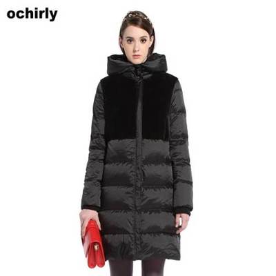 Ochirly歐時力拼接連帽中長羽絨大衣 音像制品與羽絨制造的跨界融合